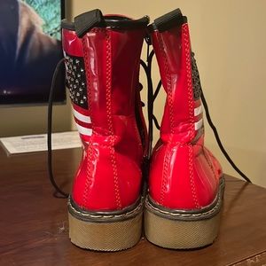 Very cute red rain boots with American Flag!